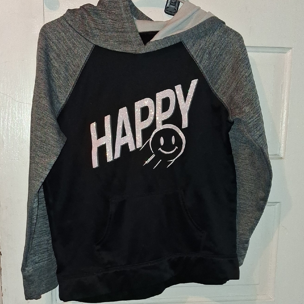 Justice Black and Gray 'Happy' Hoodie